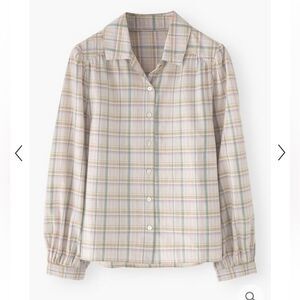 Wrap London Plaid long sleeve Button-Up relaxed fit Shirt- EUC- size4